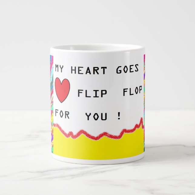 Romantic message and art about hearts large coffee mug (Front)