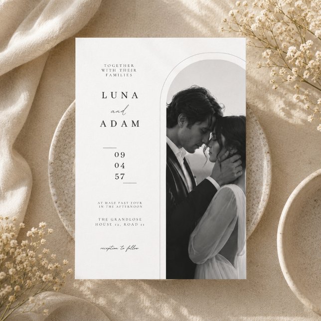 Romantic Minimal Arch Portrait Wedding Invitation. Invitation (Creator Uploaded)