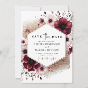 Romantic Minimal Burgundy Wedding  Save The Date