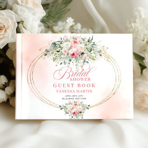 Romantic Minimalist Blush Floral Bridal Shower  Guest Book