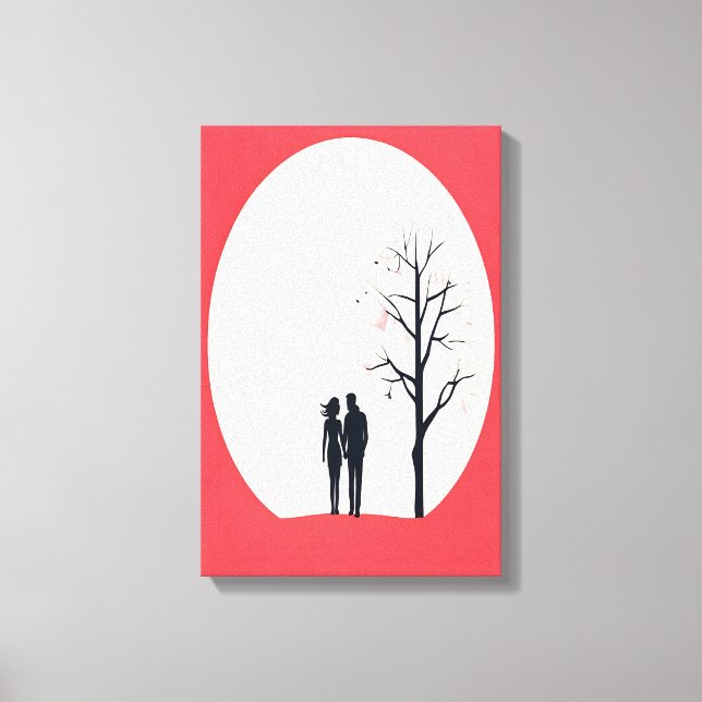 Romantic Minimalist Couple Art Canvas Print (Front)