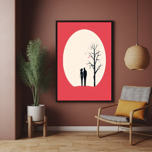 Romantic Minimalist Couple Art Poster