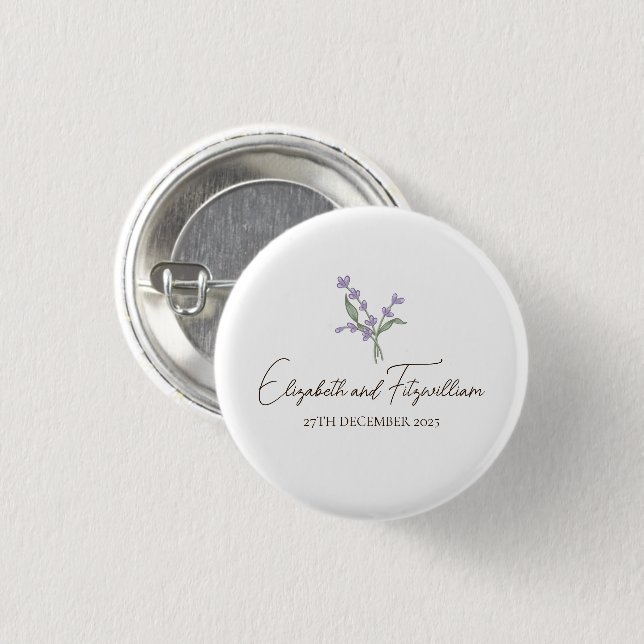 Romantic Minimalist Lavenders Flowers Favours 3 Cm Round Badge (Front & Back)