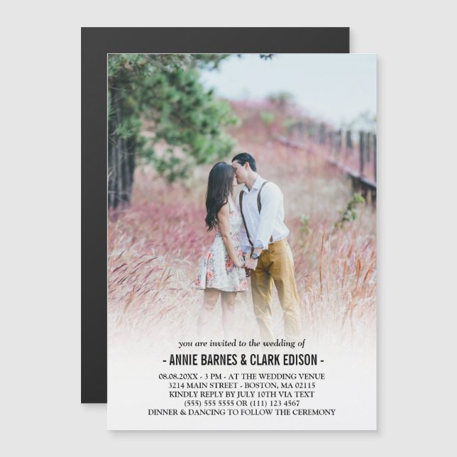 Romantic Minimalist Photo Wedding Magnetic Invitation (Front/Back)