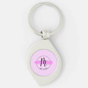 Romantic Minimalist Pink Brushstroke Keychain