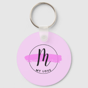 Romantic Minimalist Pink Brushstroke Keychain