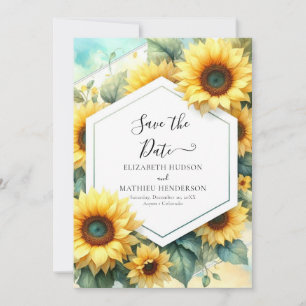 Romantic Minimalist Sunflower Wedding Save The Date