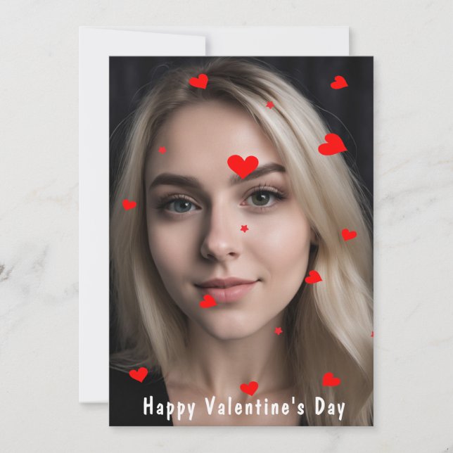 Romantic Minimalist Valentine's Day Photo Card (Front)