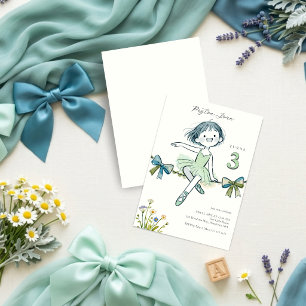 Romantic Mint Ballerina Wildflower Girl LPM26 Invitation