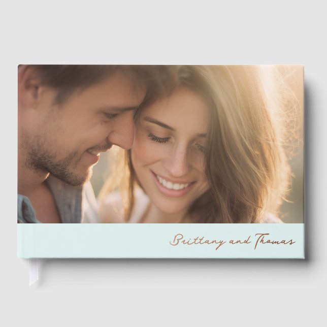 Romantic Mint Green Photo Guest Book (Front)