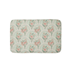 Romantic Mint Rose Vintage Victorian Arch Pattern Bath Mat