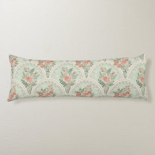 Romantic Mint Rose Vintage Victorian Arch Pattern Body Cushion