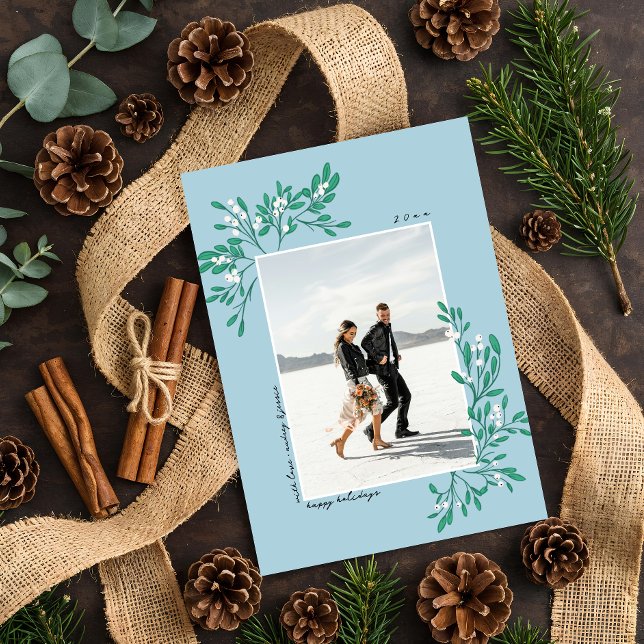Romantic Mistletoe- Flat Photo Holiday Card (Creator Uploaded)