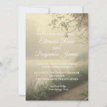 Romantic Misty Lakeside Vintage Wedding Invitation
