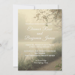 Romantic Misty Lakeside Vintage Wedding Invitation