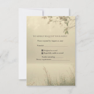 Romantic Misty Lakeside Vintage Wedding RSVP Card