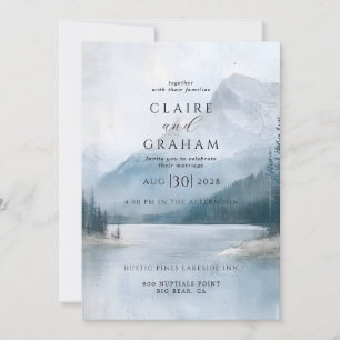 Romantic Misty Mountain Lake Wedding Invitation
