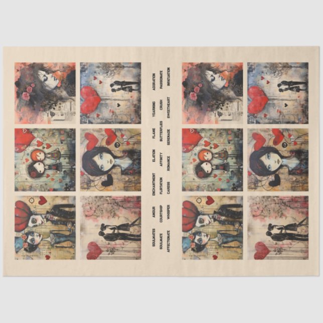 Romantic Mixed Media Background Couple Valentine 2 Tissue Paper (Front)