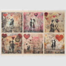 Romantic Mixed Media Background Couple Valentine