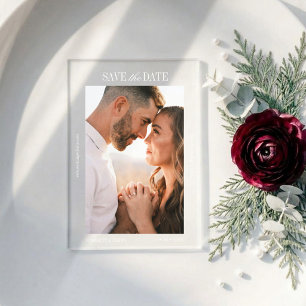 Romantic Modern Acrylic Photo Save the Date Invitations
