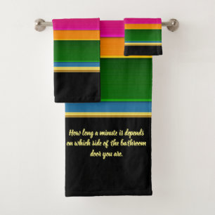 Romantic Modern Art Geometry rainbow stripes Bath  Towel Set