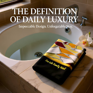 Romantic Modern Art Geometry -yellow orange white Bath Towel Set