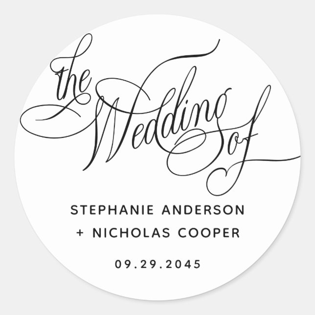 Romantic Modern Calligraphy Typography Script Classic Round Sticker (Front)
