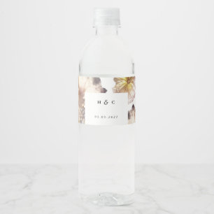Romantic Modern Flower Floral Wedding Water Bottle Label