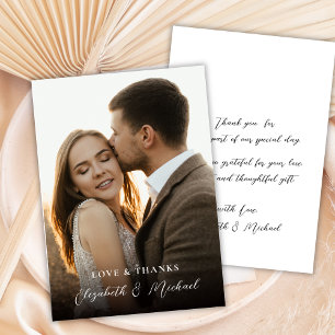 Romantic Modern Love and Thanks Photo Wedding Thank You Card