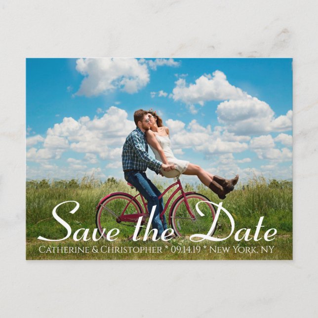 Romantic Modern Save the Date Photo Wedding Postcard (Front)