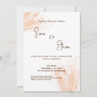 Romantic Modern Simple Blush and White wedding Inv Invitation