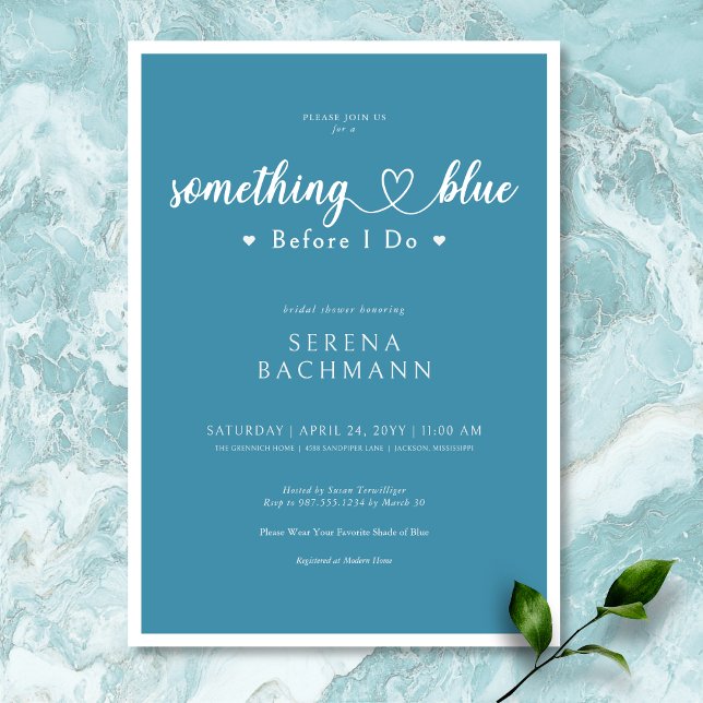 Romantic Modern Something Blue Before I Do Shower Invitation (Creator Uploaded)