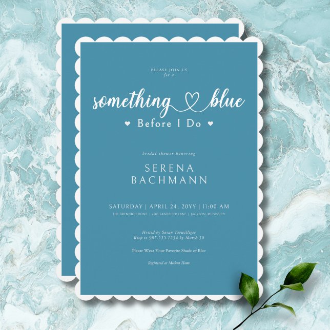 Romantic Modern Something Blue Before I Do Shower Invitation (Creator Uploaded)
