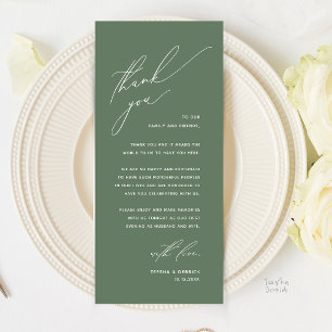 Romantic Modern Wedding Dinner Thank You Card