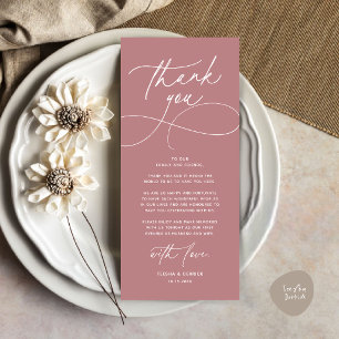 Romantic Modern Wedding Reception Thank You Card