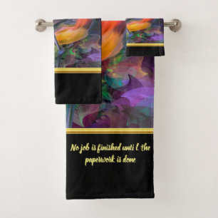 Romantic modern with a colourful bird humour bath towel set