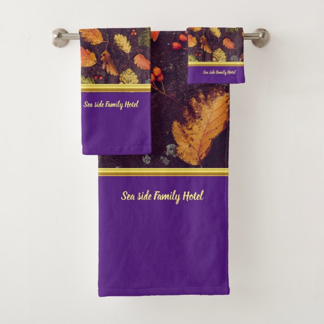 Romantic modern with autumn leaves Bath To Bath Towel Set (Insitu)