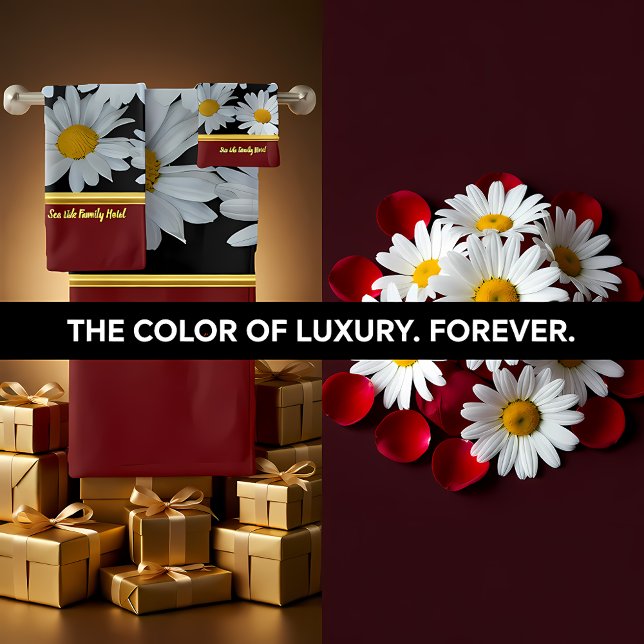 Romantic modern with daisy texture .red bath towel set (Creator Uploaded)