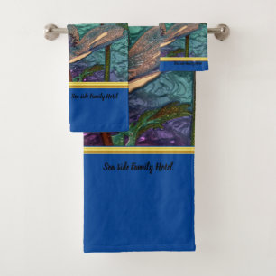 Romantic modern with gold foil glass flower bl bath towel set