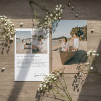 Romantic moments modern 3 photo wedding thank you