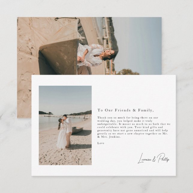 Romantic moments modern photo wedding thank you (Front/Back)