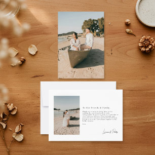 Romantic moments modern photo wedding thank you card