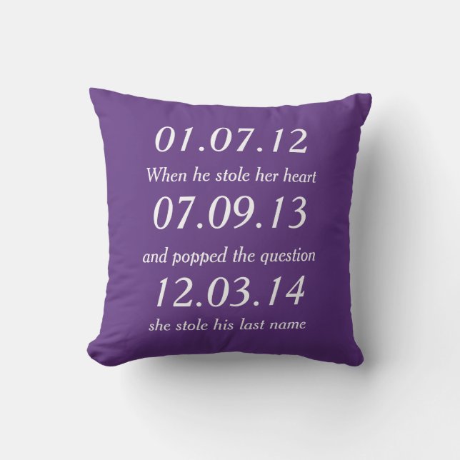Romantic Moments Personalised Dates Custom Wedding Cushion (Front)