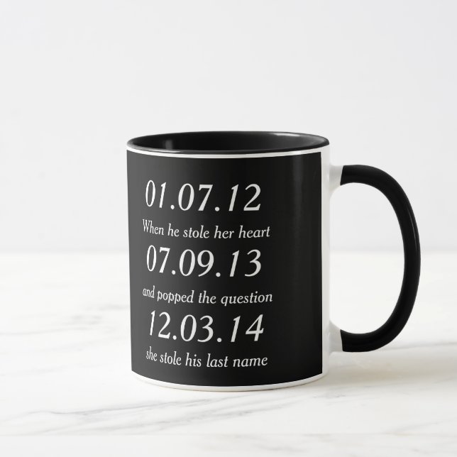 Romantic Moments Personalised Dates Custom Wedding Mug (Right)