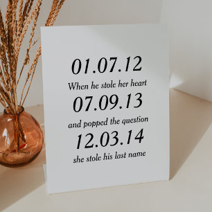 Romantic Moments Personalised Dates Custom Wedding Pedestal Sign