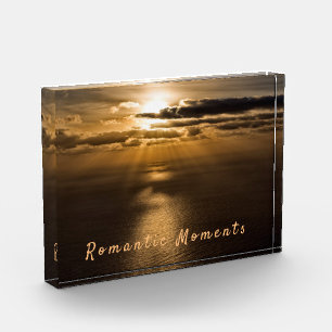 Romantic moments sunset ocean photo with text block
