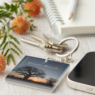 Romantic Moments Sunset Sacred Baobabs photo text Key Ring