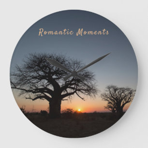 Romantic Moments Sunset Sacred Baobabs photo text Large Clock