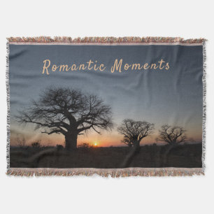 Romantic Moments Sunset Sacred Baobabs photo text  Throw Blanket