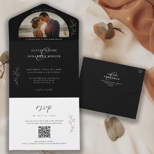 Romantic Mood Botanical Wedding Photo All In One I Invitation